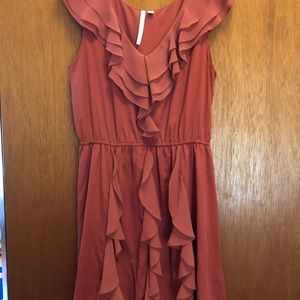 Lauren Conrad size 14 ruffled dress, Rust Color